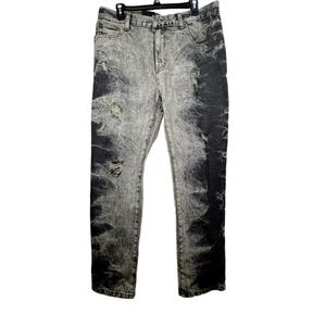 NWT Nobel Jeans‎ Premium Distressed Black Acid Wash Denim Jeans Mens Size 36x30
